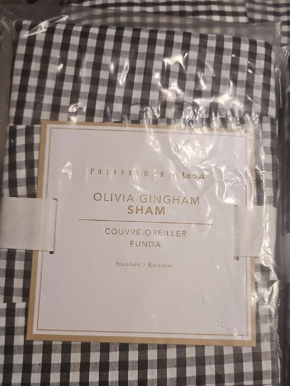 Pottery Barn Teen Olivia Gingham Sham - Black and White Gingham